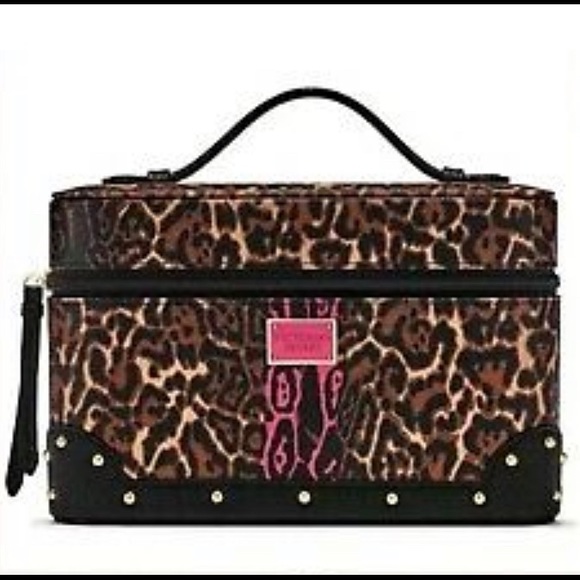 Victoria Secret New Cosmetic Case Train Case Leop - Picture 2 of 7